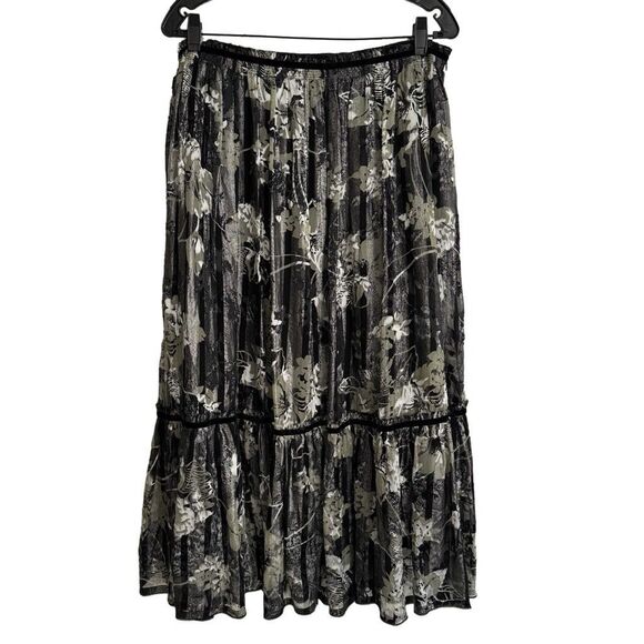 Charles Nolan Silk Blend Metallic Midi Skirt 14 - Picture 2 of 8
